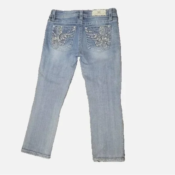 Miss Me Capri Jeans Sz 28 Fleua de Lis M3532 - Picture 7 of 12